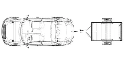 Sedan with open trailer sketch. Vector Stock-Illustration