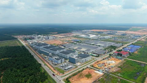 Sedenak Data Center Solar Rooftop Campus Aerial - Green Tech Johor 4K Stock Footage 333690867