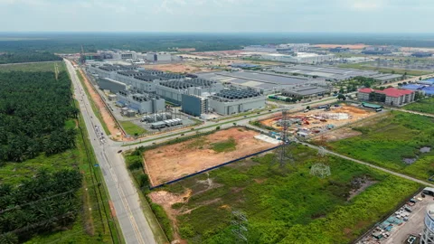 Sedenak Tech Park AI Data Center Campus Drone Ascent - Johor Malaysia 4K Stock Footage 333685124