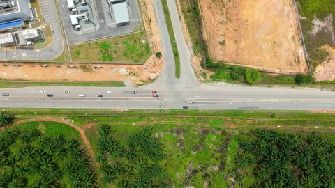 Sedenak Tech Park Road Traffic Top-Down Aerial - Johor Malaysia 4K Vidéo 333684161