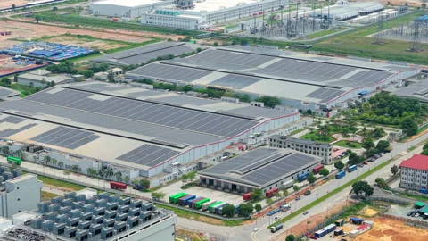 Sedenak Tech Park Solar Rooftop Industrial Campus Aerial - Johor 4K Stockbeeldmateriaal 333685990
