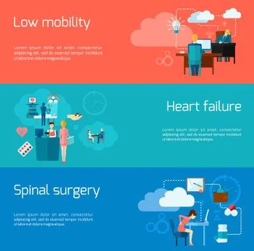 Sedentary Banner Set Stock Illustration