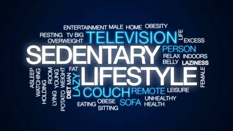 Sedentary lifestyle animated word cloud, text design animation. Stock Footage
