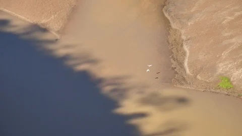 Sediment in Manambolo River Bed, Overhead View, Tsingy, Madagascar Stock Footage 122271173