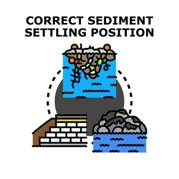 Sediment settling position icon showing water pollution solution Stock Illustration