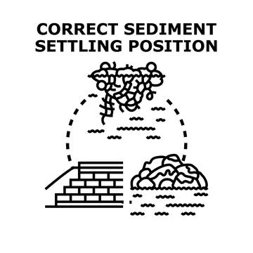 Sediment settling position icon showing water pollution solution Illustration
