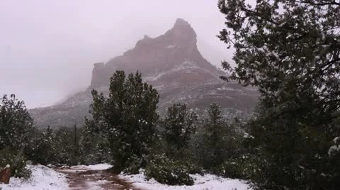 Sedona Snow Falling Stock Footage 11121889