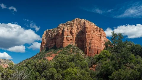 Sedona timelapse of clouds forming over Courthouse Butte Red Rocks in Arizona. Video stock 80815899