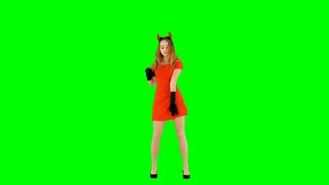 Seductive Girl Dancing on Green Screen Stock Footage 99495208
