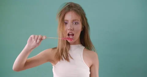 Seductive with the lollipop Stock Footage 156210189