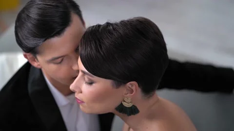 Seductive Touches Of Young Loving Couple Stock Footage 131272353