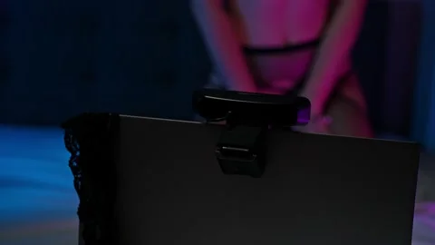 Seductive woman working as webcam model. Stock Footage 209522341