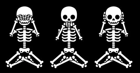 See no evil, Hear no evil, Speak no evil skeletons Stock-Illustration