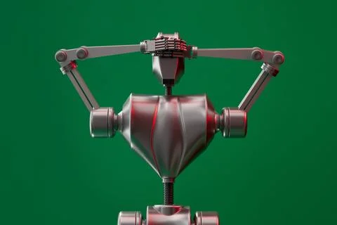 See no evil isolated robot on green background Stock Illustration