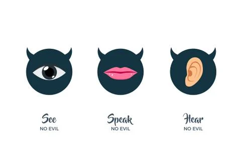 See No Evil, Speak No Evil, Hear No Evil Stock Illustration