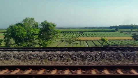 See outside through the window of train. Stock Footage 341827399