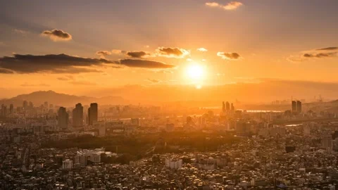 See the sun move from day to evening in a beautiful city of Seoul. South Korea 스톡 동영상 145927718