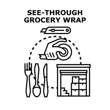 See through grocery wrap vector concept illustration Illustrazione stock