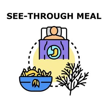 See through meal concept with human stomach visible Stock Illustration