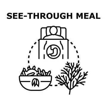 See through meal concept with human stomach visible Stock Illustration