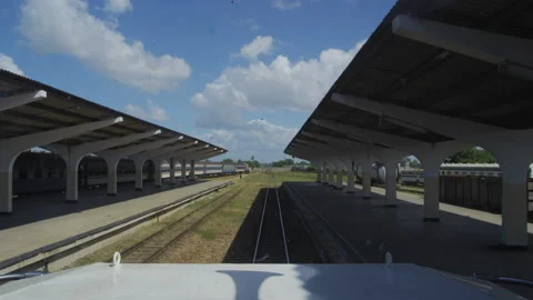 See the train out of the station from the cab, DaresSalaam Tanzania Stock Footage 132376996