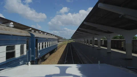 See the train out of the train station from the cab,DaresSalaam Tanzania Stock Footage 132375611