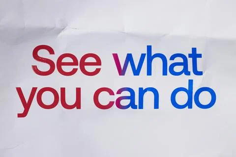 See What You Can Do Motivational Typographic Poster On Crumpled Paper With Red A Stock Photos