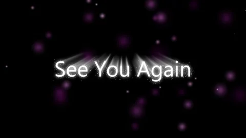 See you again animation end credits title sequence glowing text farewell el.. Stock Footage 315925654