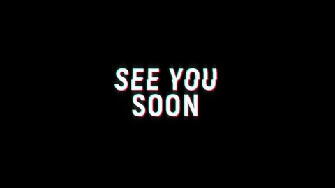 See you soon text notification glitch effect animation on black background Vidéo 313439084