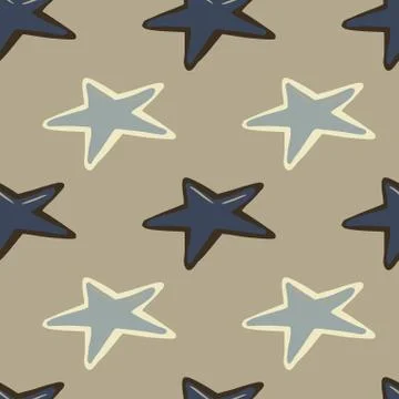Seeamless simple pattern with pale star elements. Hand drawn geometric orname Illustrazione stock