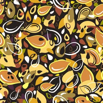 Seed background. Vector seamless pattern. Abstract color set of grain, organi Stock Illustration