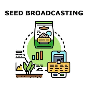 Seed broadcasting process using smart agriculture technology Stock Illustration