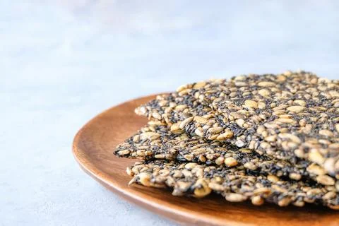 Seed crackers on neutral background Fotos de archivo