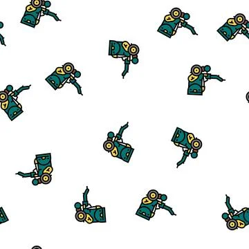 Seed drill farmland machine vector seamless pattern Illustrazione stock