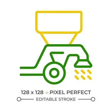 Seed drill two color line icon Stock Illustration