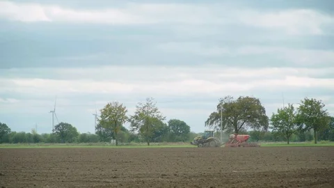 Seed Drilling in a Yorkshire Field Video stock 81059774