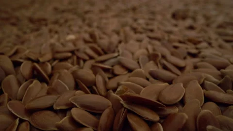 Seed of flax is close-up motion background Stockbeeldmateriaal 147597479