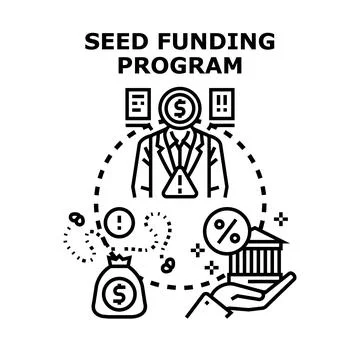 Seed funding program for new business startup investment Stock Illustration