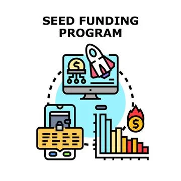 Seed funding program for startup business investment Stock Illustration