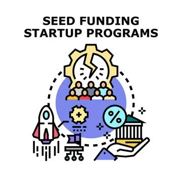 Seed funding startup programs developing business project Stock Illustration