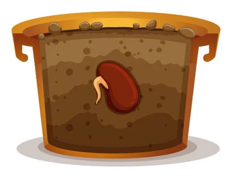 Seed germination in clay pot Stock Illustration