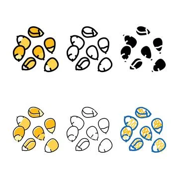 Seed grain stylized corn color icon vector Stock Illustration