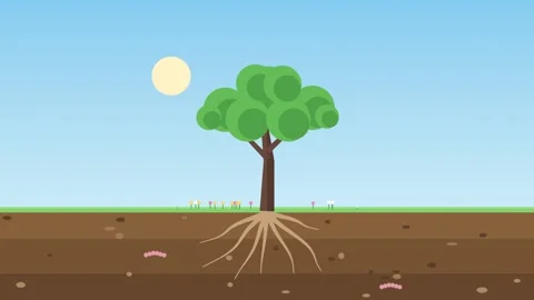 Seed growing into a big apple tree with roots underground Vídeos de archivo 348622757