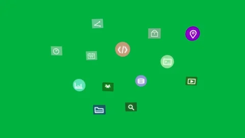 Seed icons forming, clustering around orange  or  code to show use, then Stock Footage 334726997