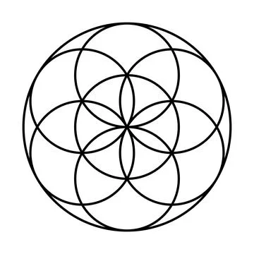 Seed of Life with protective coat, preform of the Flower of Life Stock Illustration