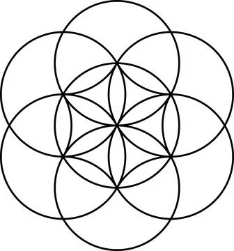 Seed of life vector symbol isolated on white background. Sacred geometry symbol Stock Illustration