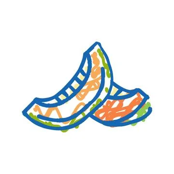 Seed melon slice cantaloupe icon doodle illustration Stock Illustration