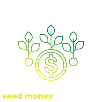 Seed money icon, linear vector Stock Illustration