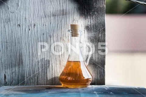 Seed oil in decanter healthy food concept Stock Photos