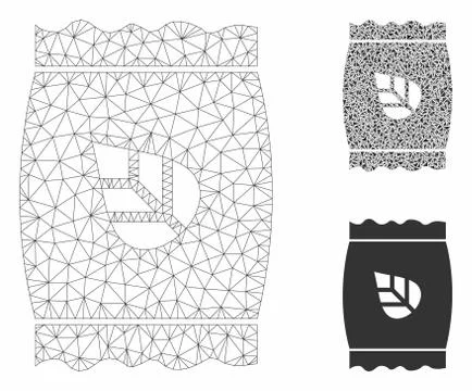 Seed Pack Vector Mesh Carcass Model and Triangle Mosaic Icon Stock Illustration